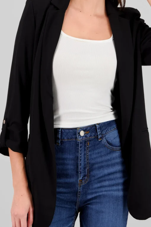 Blazer manga 3/4 con boton liso