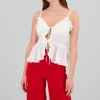 Blusa abertura moño olanes