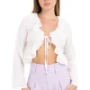 Blusa abierta cuello olanes