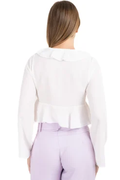 Blusa abierta cuello olanes