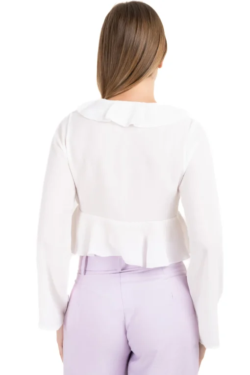 Blusa abierta cuello olanes