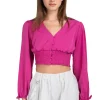 Blusa cintura smock escote v