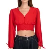 Blusa cintura smock escote v