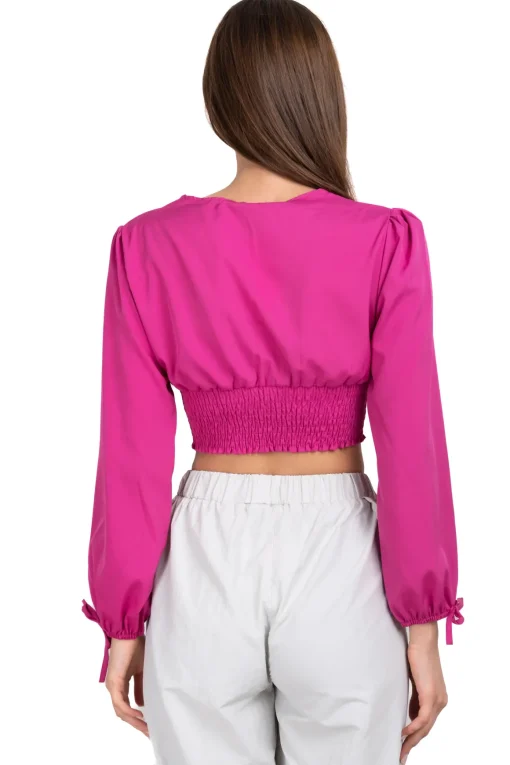 Blusa cintura smock escote v