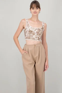 Blusa corset estampado con varilla