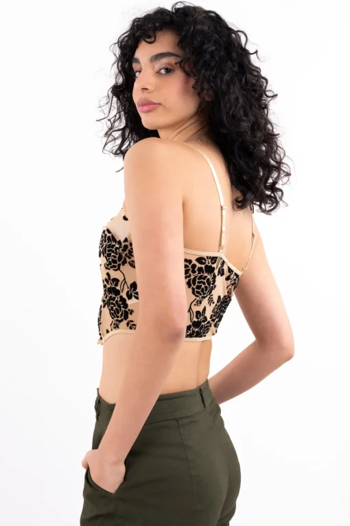 Blusa corset mesh flores