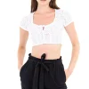 Blusa crop eyelets