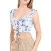 Blusa crop floreado lace up