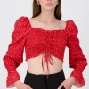 Blusa crop flores manga larga
