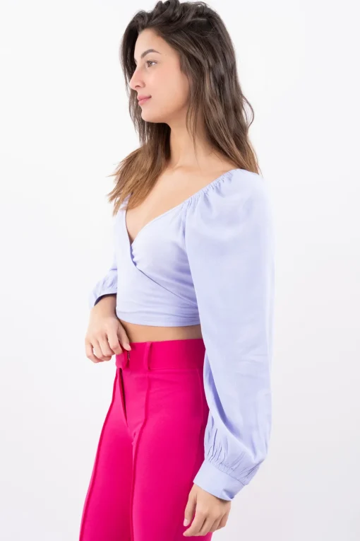 Blusa crop manga larga