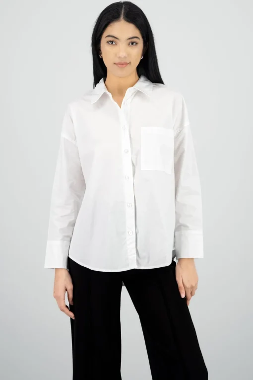 Blusa cuello polo manga larga