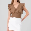 Blusa eyelet escote v