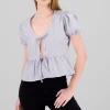 Blusa manga abullonada detalle olan rayas