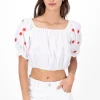 Blusa manga abullonada detalle bordado