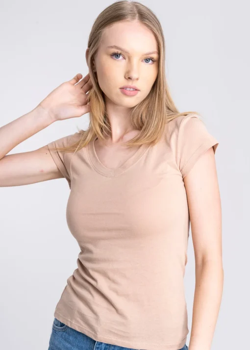Blusa manga corta cuello v