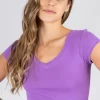 Blusa manga corta cuello v