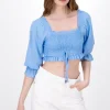 Blusa Manga Larga Abullonada Detalle Resorte