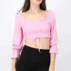 Blusa Manga Larga Abullonada Detalle Resorte