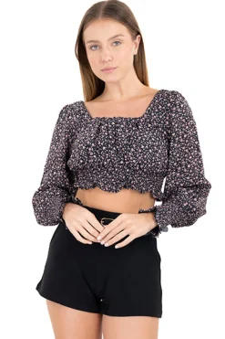 Blusa manga larga abullonada