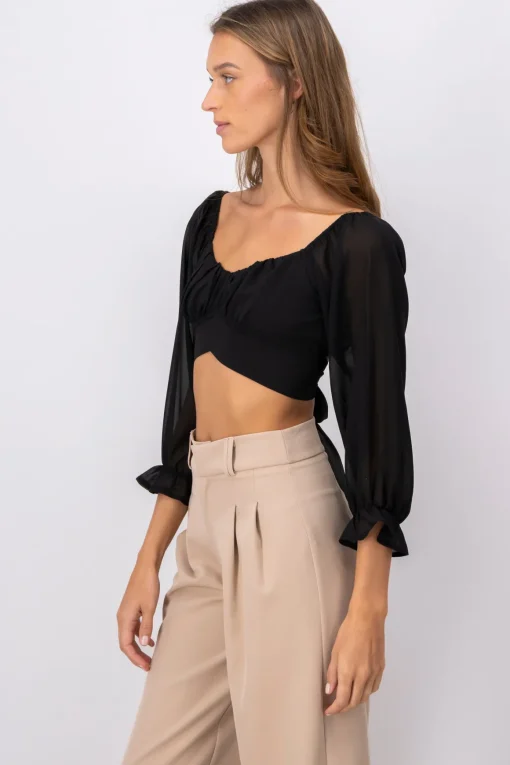Blusa manga larga detalle amarre