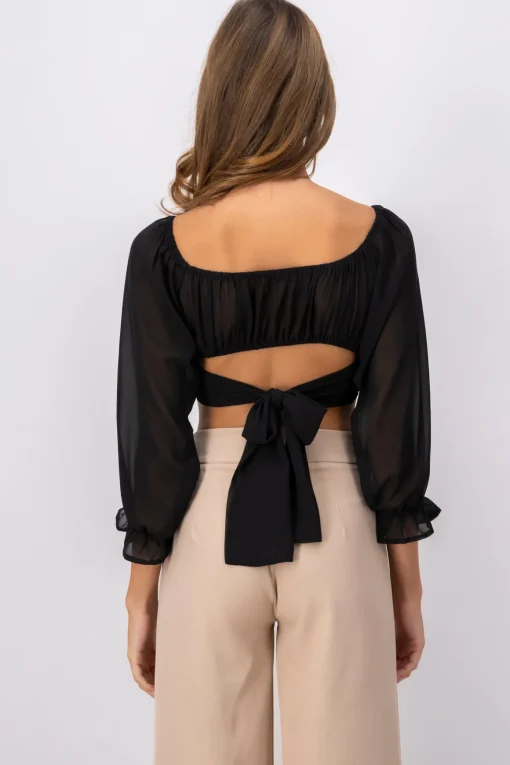 Blusa manga larga detalle amarre