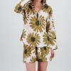 Blusa manga larga flores maxi