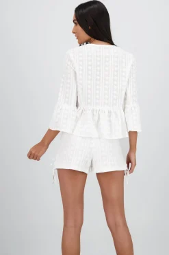 Blusa manga larga lazos detalle textura