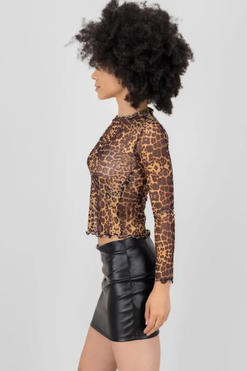 Blusa mesh animal print