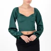 Blusa satín manga larga