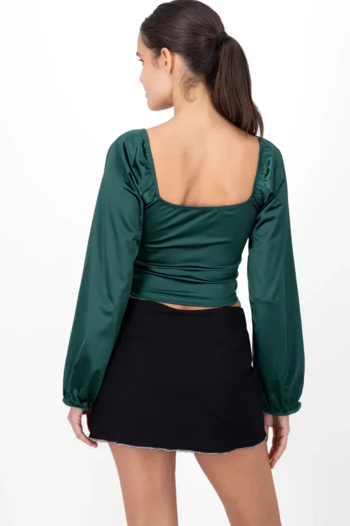 Blusa satín manga larga