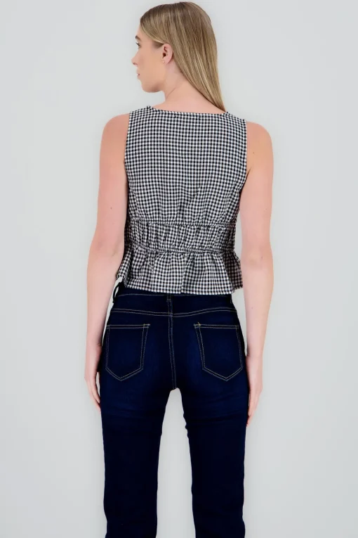 Blusa sin manga gingham