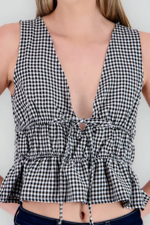 Blusa sin manga gingham