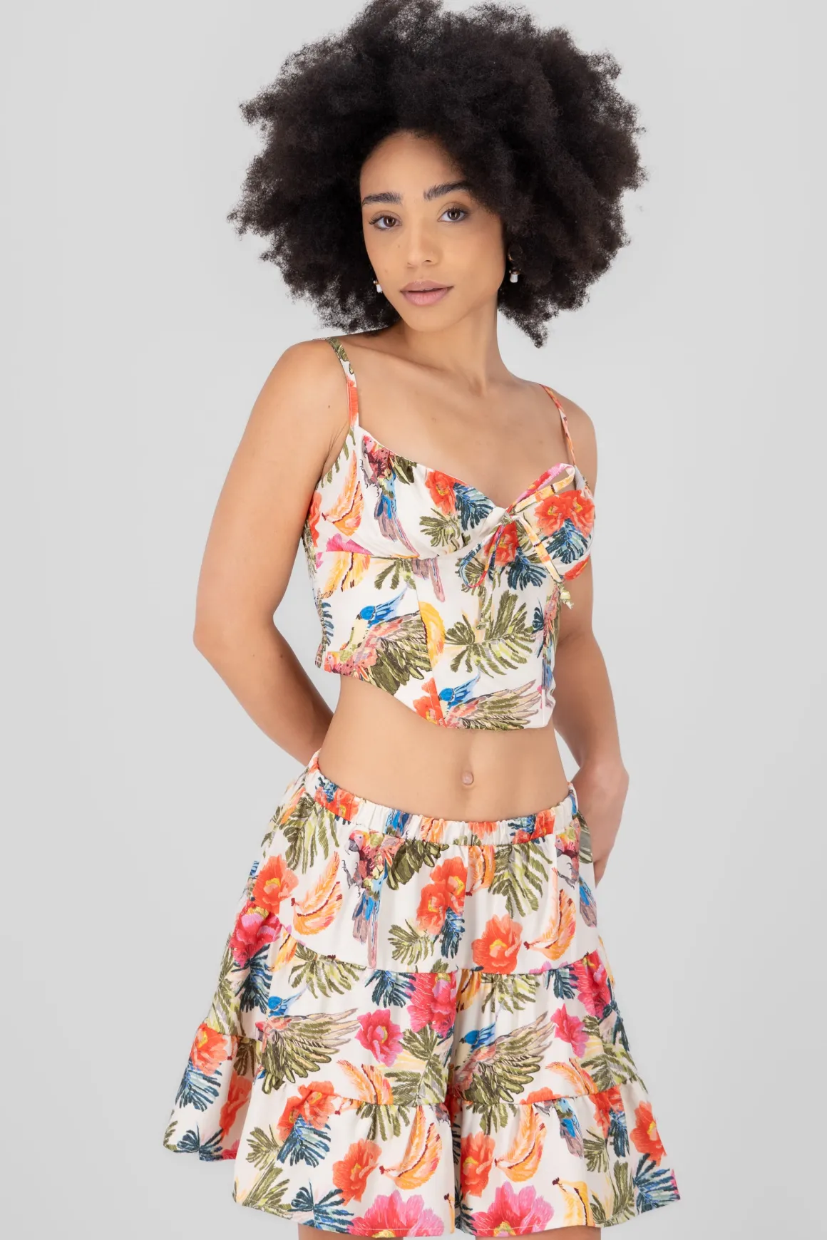 Blusa tipo corset estampada