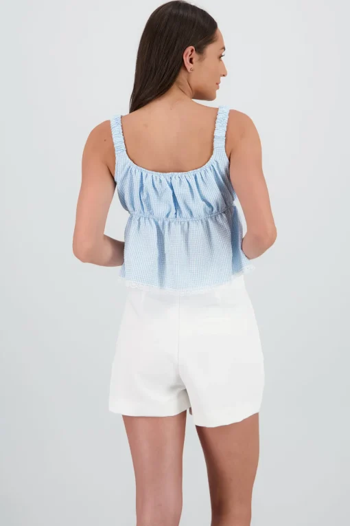 Blusa tirantes cuadros detalle encaje