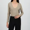 Bodysuit manga larga cuello redondo