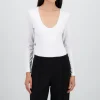 Bodysuit manga larga cuello redondo