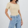 Bodysuit rayas hombro descubierto