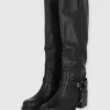 Bota Biker Punta Cuadrada Hebillas