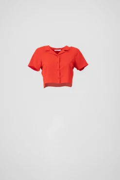 Camisa Crop Amplia Manga Corta