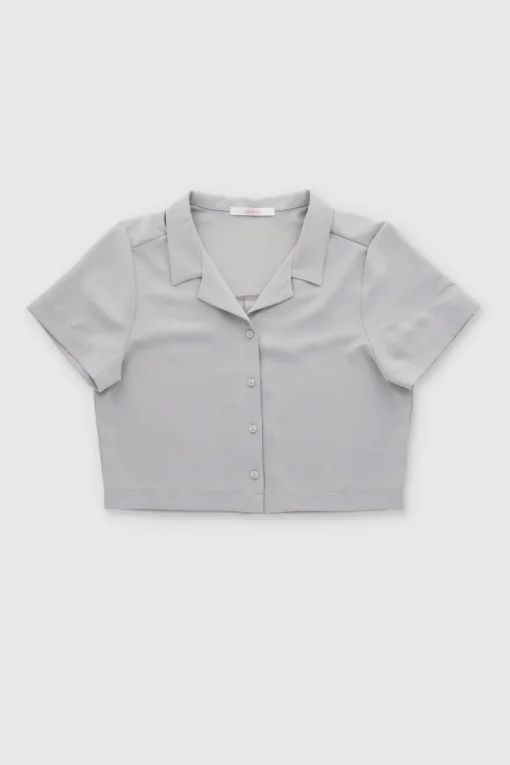 Camisa Crop Amplia Manga Corta