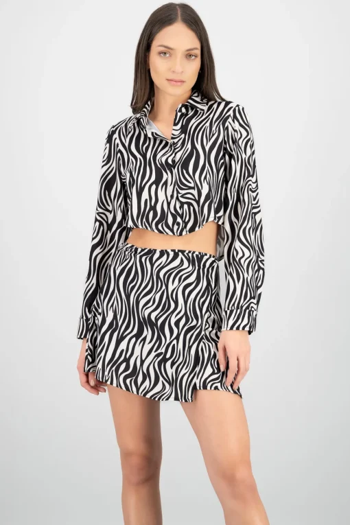 Camisa crop animal print z