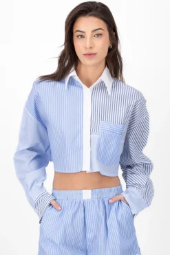 Camisa Crop Contraste Rayas