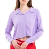 Camisa Crop Cuello Solapa