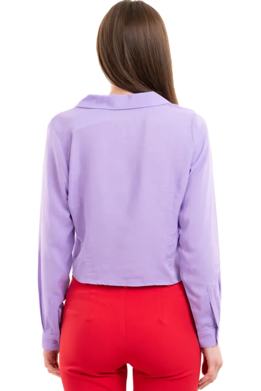 Camisa Crop Cuello Solapa