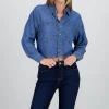 Camisa crop de mezclilla