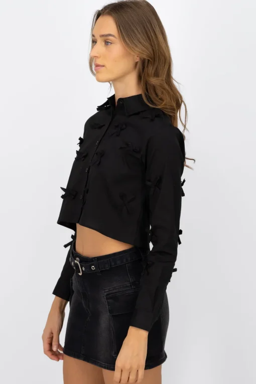 Camisa crop detalle moños