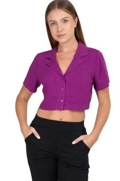 Camisa crop lisa