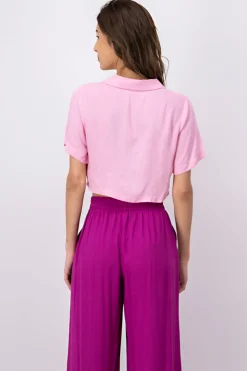 Camisa crop lisa