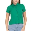 Camisa crop manga corta bolso