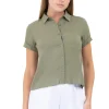 Camisa crop manga corta bolso